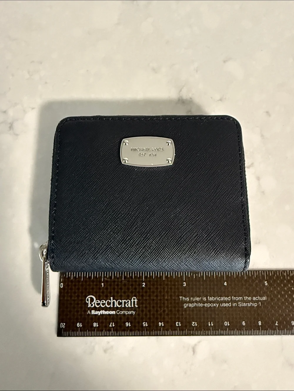 Michael Kors Black Compact Saffiano Zip Card and Bills Wallet- never used